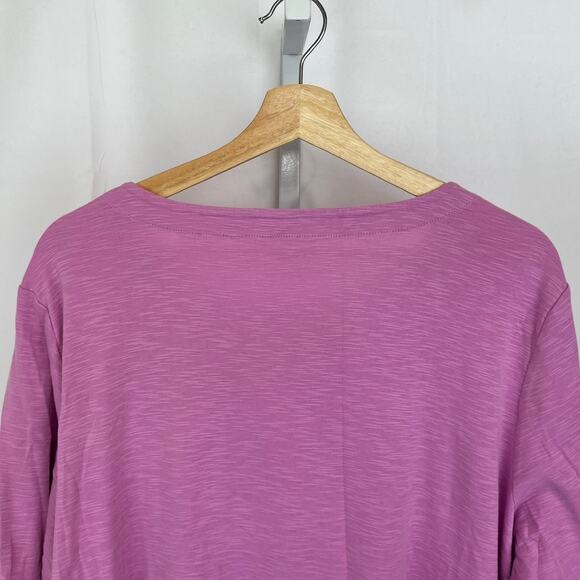 J. JILL Pima Slub Elbow Sleeve Tee Short Sleeve Shirt Purple Pink 2X Plus - Picture 6 of 8